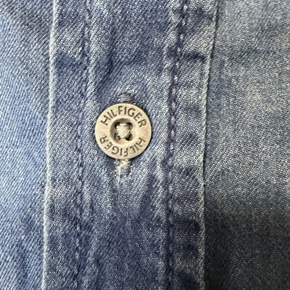 Tommy Hilfiger Boys M 12-14 Denim Button Up‎ Shirt Medium Blue Chambray